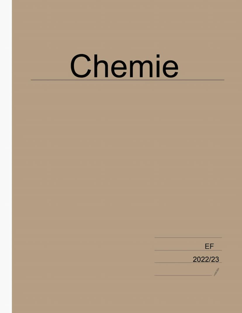 Chemie
EF
2022/23 CHEMIE HEFT
2023
NRW (Tafelbilder Schnellhefter)
Seite 4
Seite 5
Seite 6
Seite 7
Seite 8
Seite 9
Seiten 10-13
Seite 14
Sei