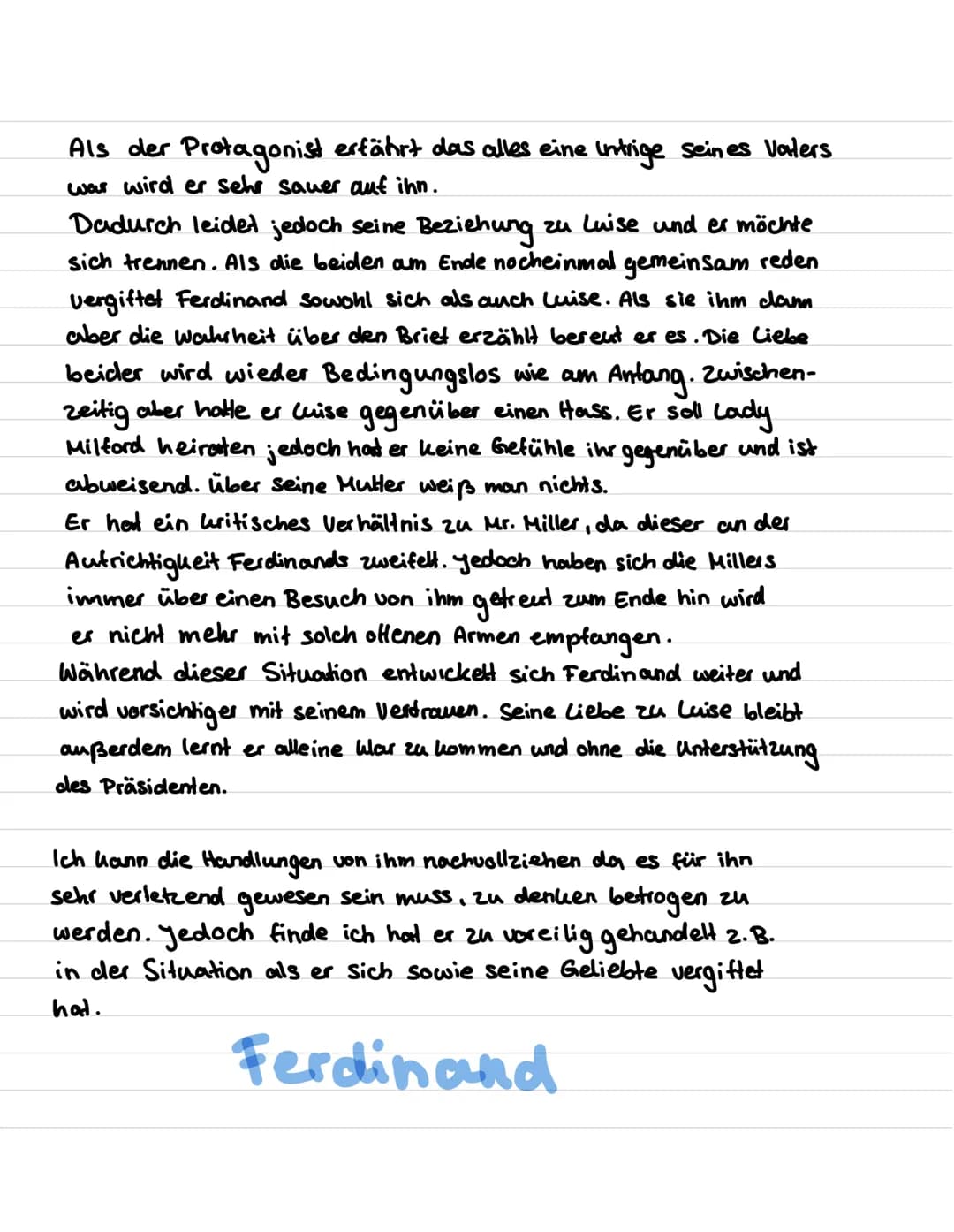 Ferdinand von Walter - Charakterisierung
Im Bürgerlichen Trauerspiel "Kabale und Liebe" von Friedrich Schiller
welches 1784 erschien, spielt