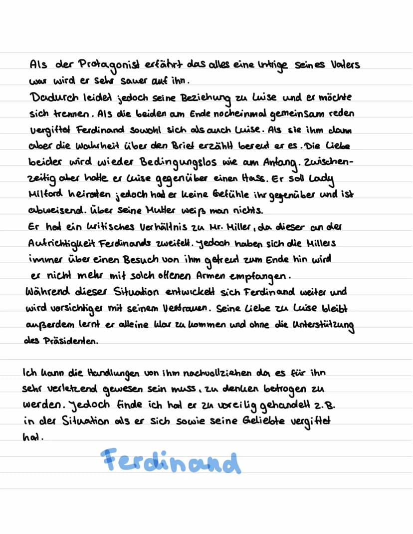 Ferdinand von Walter - Charakterisierung
Im Bürgerlichen Trauerspiel "Kabale und Liebe" von Friedrich Schiller
welches 1784 erschien, spielt