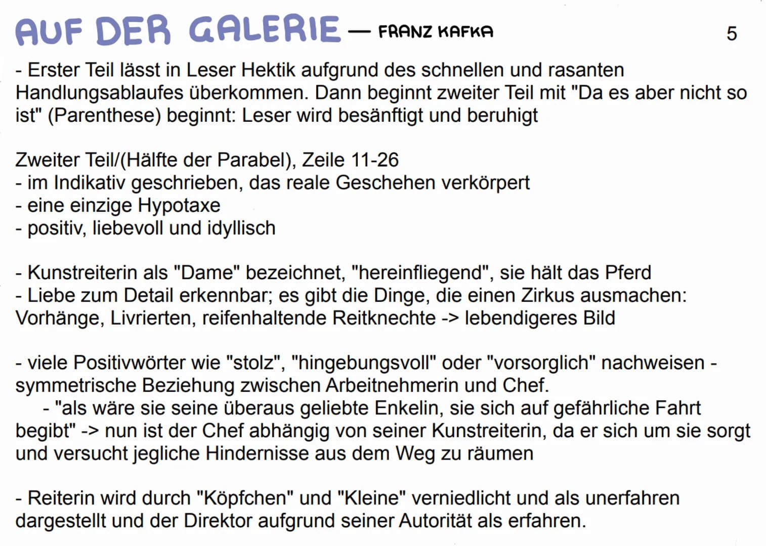 AUF DER GALERIE – FRANZ KAFKA
Im Mittelpunkt des Textes steht ein Zirkus mit seiner Hauptattraktion in Form einer
Kunstreiterin
- Handlung t