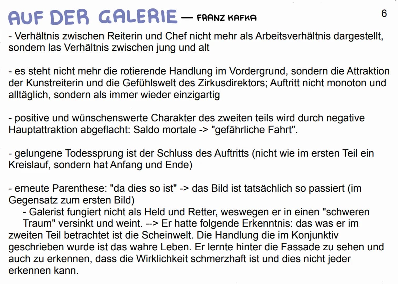 AUF DER GALERIE – FRANZ KAFKA
Im Mittelpunkt des Textes steht ein Zirkus mit seiner Hauptattraktion in Form einer
Kunstreiterin
- Handlung t