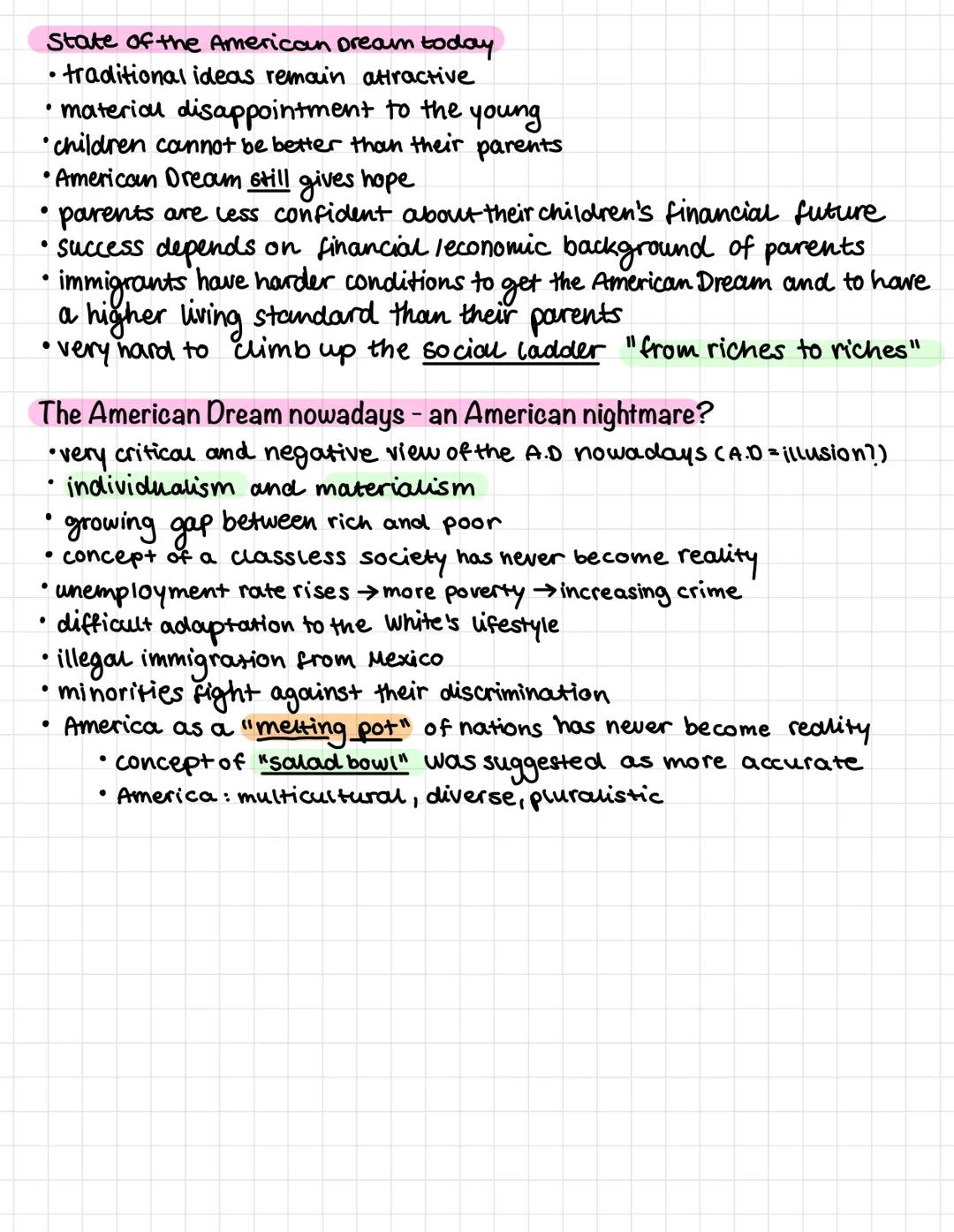 # American Dream

What is the American Dream?
*   opportunity for each according to ability
*   Statue of Liberty is a symbol for the Americ