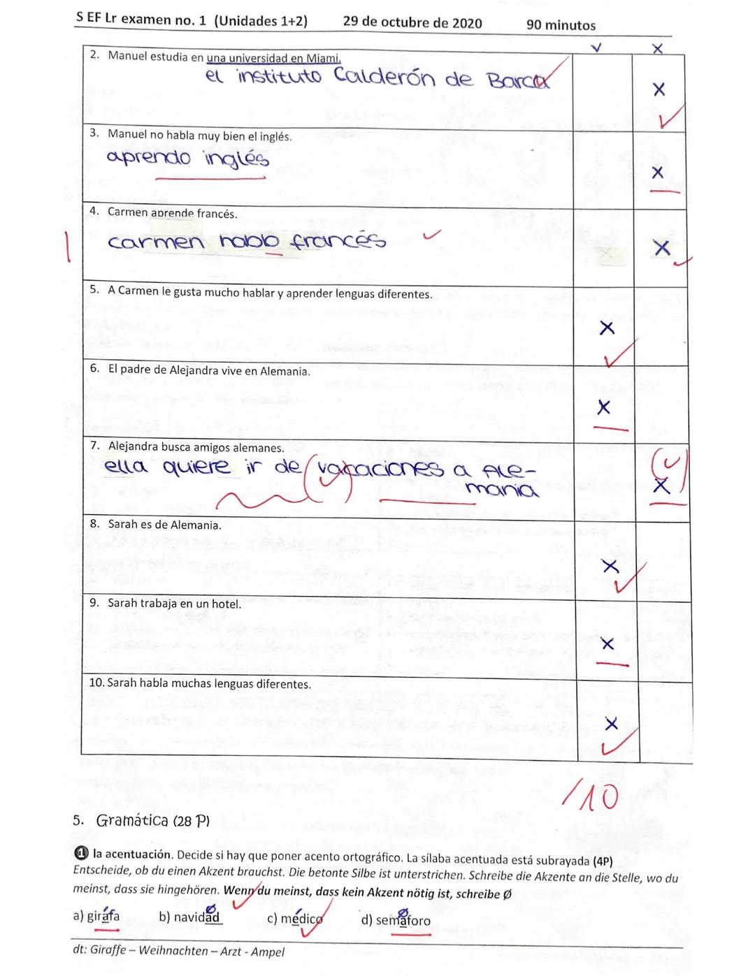 S EF Lr examen no. 1 (Unidades 1+2)
la
1b
1c
2
3
3
29 de octubre de 2020
tener)
90 minutos
Comprensión auditiva: Du kannst einem Hörtext sow