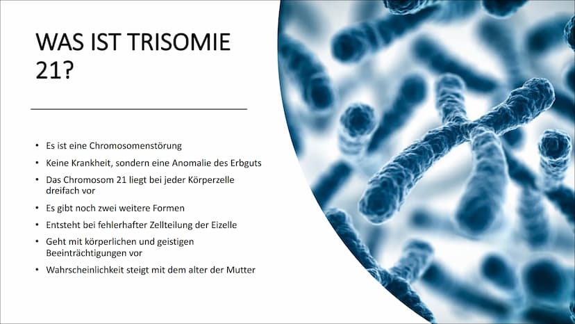 DOWN-SYNDROM
Trisomie 21 GLIEDERUNG
Was ist Trisomie 21?
Entdeckung
• Ursache und Risikofaktoren
Die drei unterschiedlichen Formen der Triso