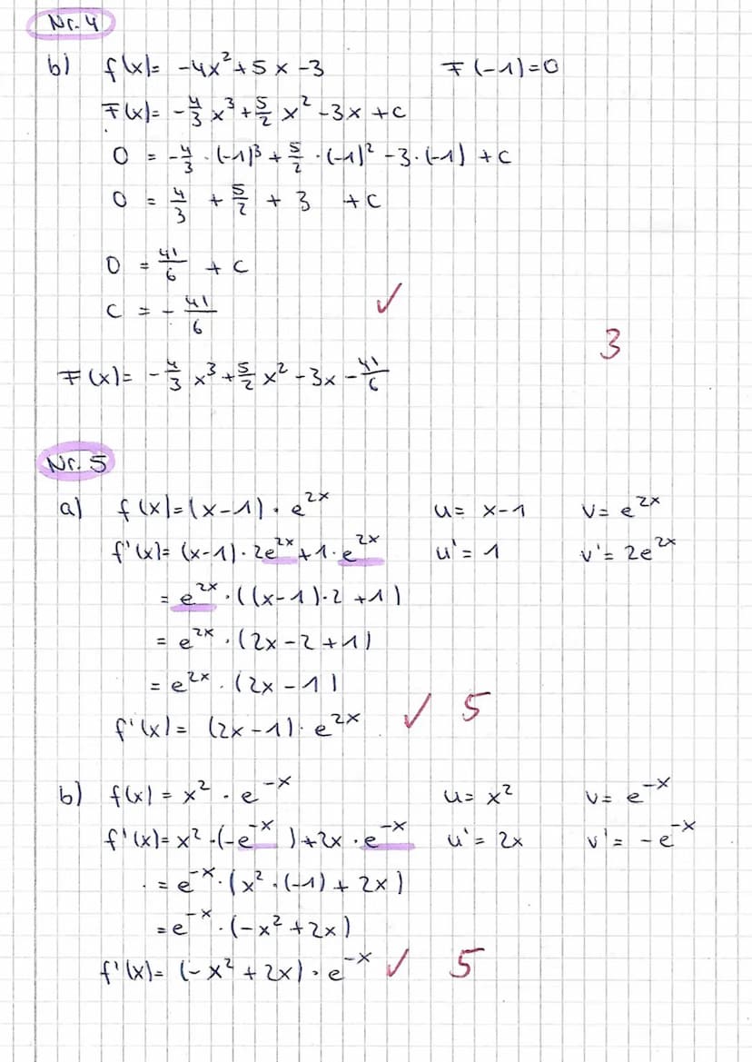 1. Matheklausur Q1
Aufgabe 1:
Bestimmen Sie die Stammfunktionen F für folgende Funktionen f!
a) f(x)=-x²+x+6 b) f(y)=2-y¹ +0,5y-
11
10
9
Auf