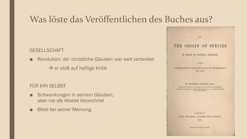 EVOLUTIONSTHEORIE
NACH C. DARWIN
Präsentation für Philosophie
von Lena Gliederung
Wer war Charles Darwin überhaupt?
→ Darwins Leben nach der