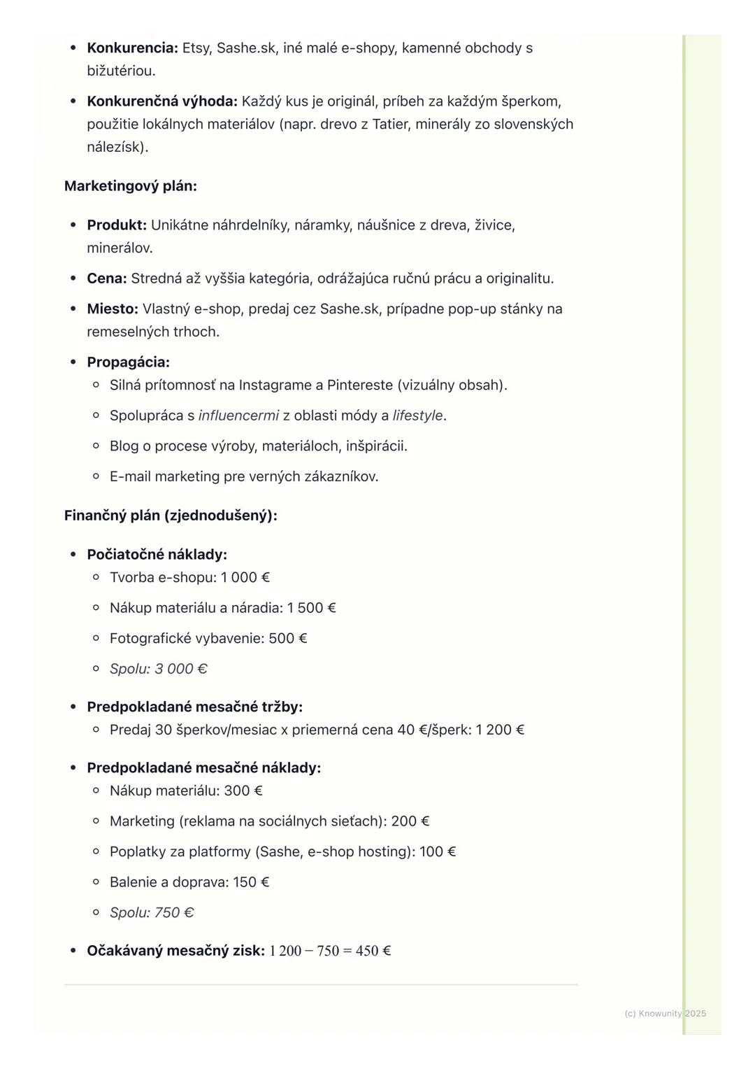 # Podnikateľský plán a jeho
tvorba

1. Prehľad / Úvod

Podnikateľský plán je pre mňa ako mapa pre cestu ak chcem niekam prísť,
potrebujem ve