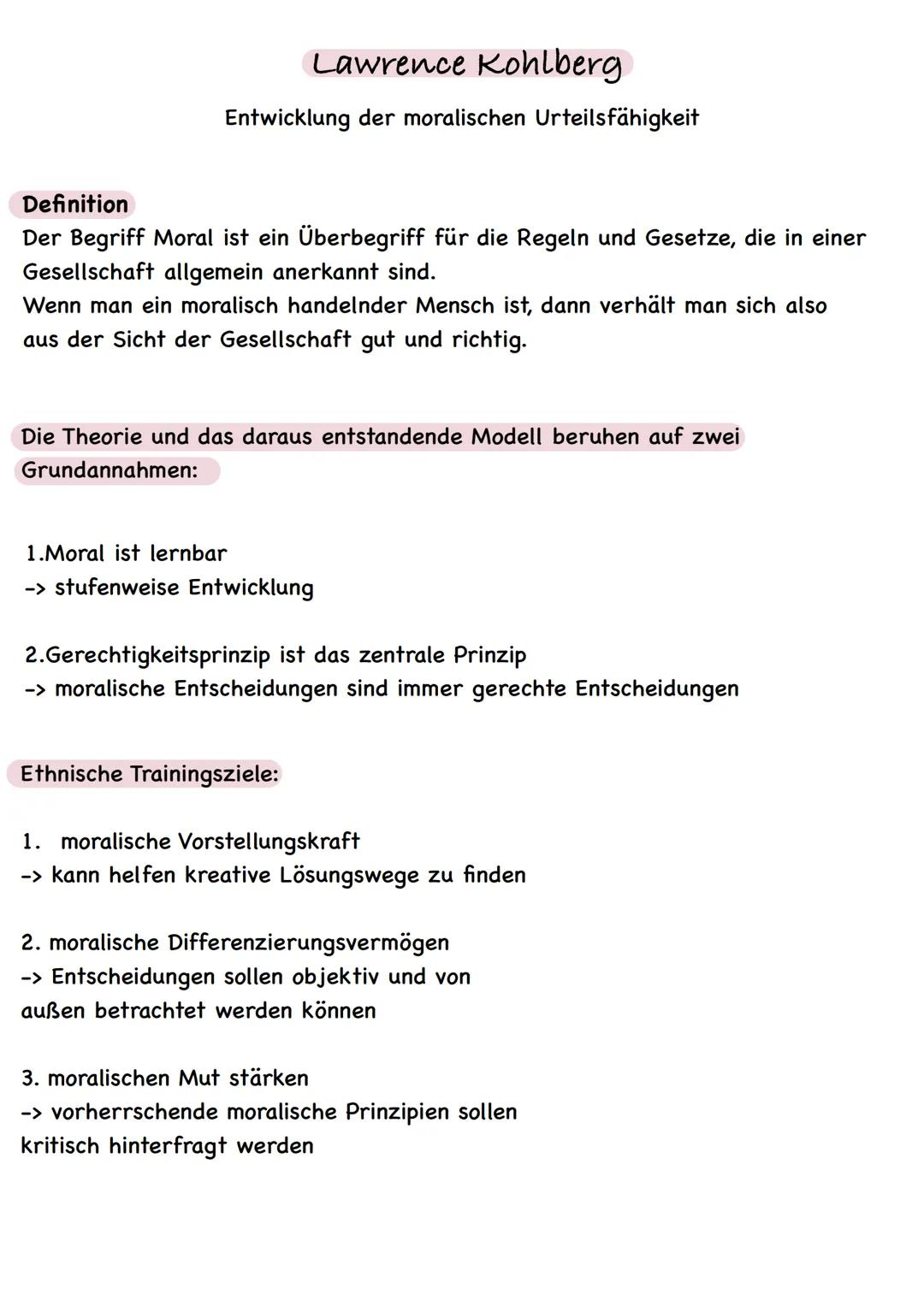 # Lawrence Kohlberg

Entwicklung der moralischen Urteilsfähigkeit

Definition

Der Begriff Moral ist ein Überbegriff für die Regeln und Gese