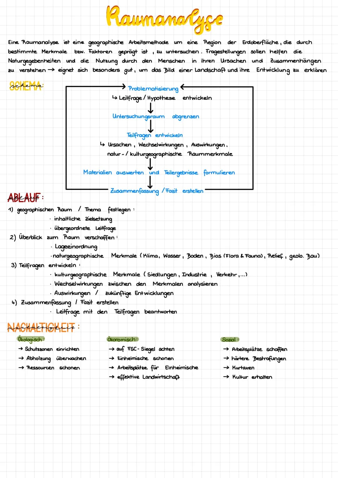 Raumanalyse
Eine Raumanalyse ist eine geographische Arbeitsmethode um eine Region der Erdoberfläche, die durch
bestimmte Merkmale bzw. Fakto