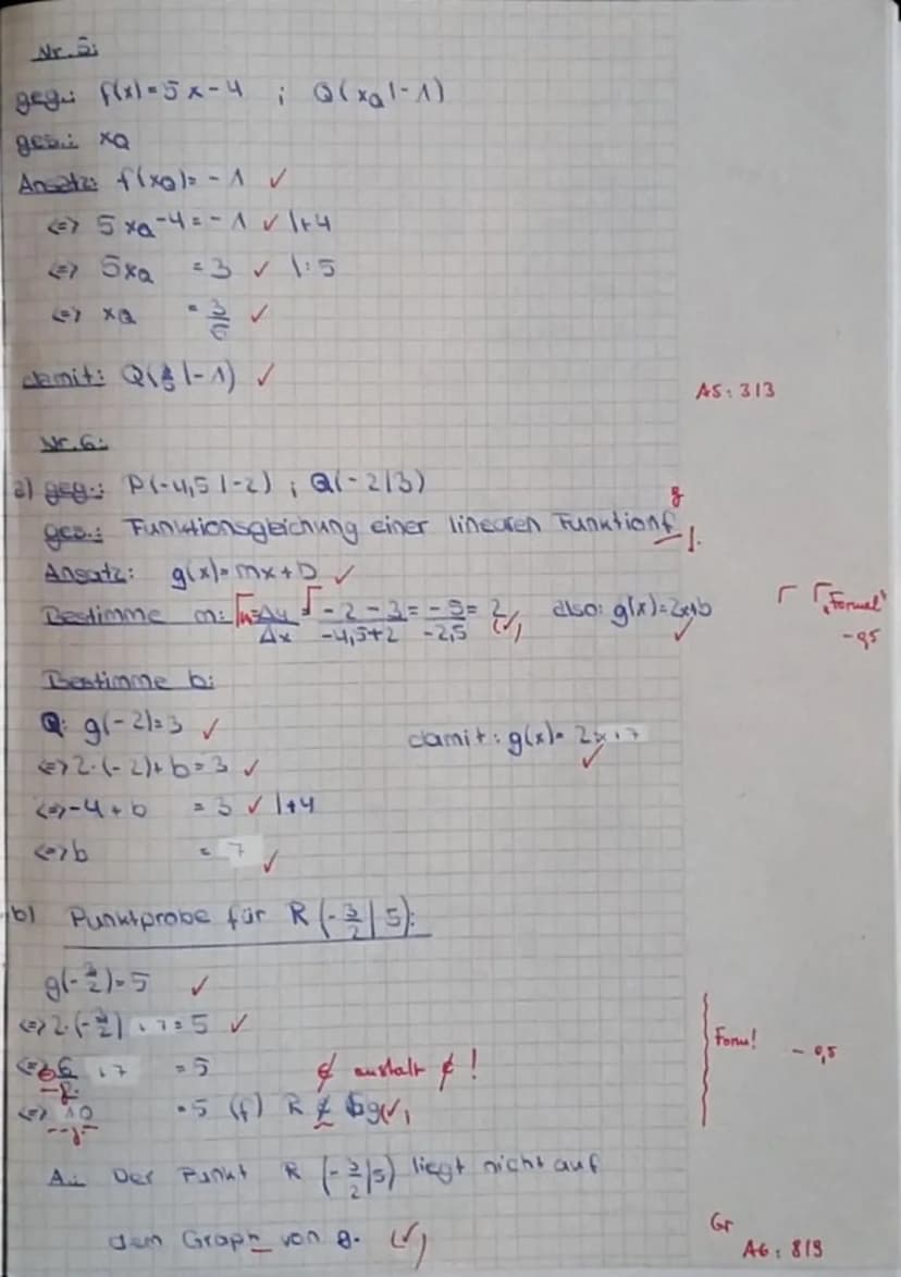 form!
Nr. 3:
b) gigie filx) = 4x + A
2
S...
3.4. (ges. S(x₂12₂)
A3: 919
A4: 313
3. Klassenarbeit:
f₂(x) = -0,25 x + 2,5
Ansatz: f(x) - f₂(x)