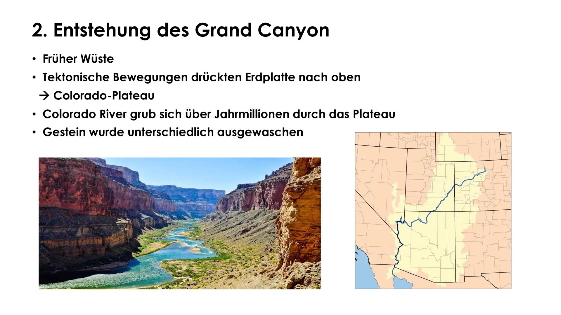 Grand Canyon
TEKET
Erdkunde GFS Marie-Sophie Pfeffer Gliederung
1. Allgemeine Informationen
- Lage
Fakten
2. Entstehung
- Verschiedene Geste