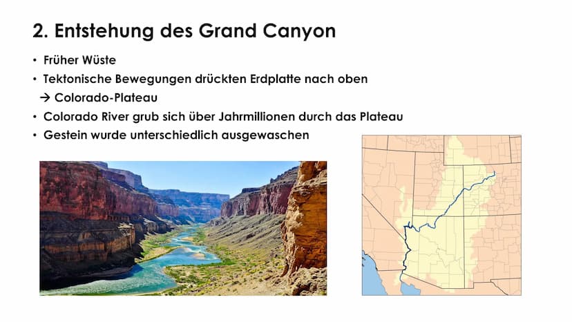 Grand Canyon
TEKET
Erdkunde GFS Marie-Sophie Pfeffer Gliederung
1. Allgemeine Informationen
- Lage
Fakten
2. Entstehung
- Verschiedene Geste