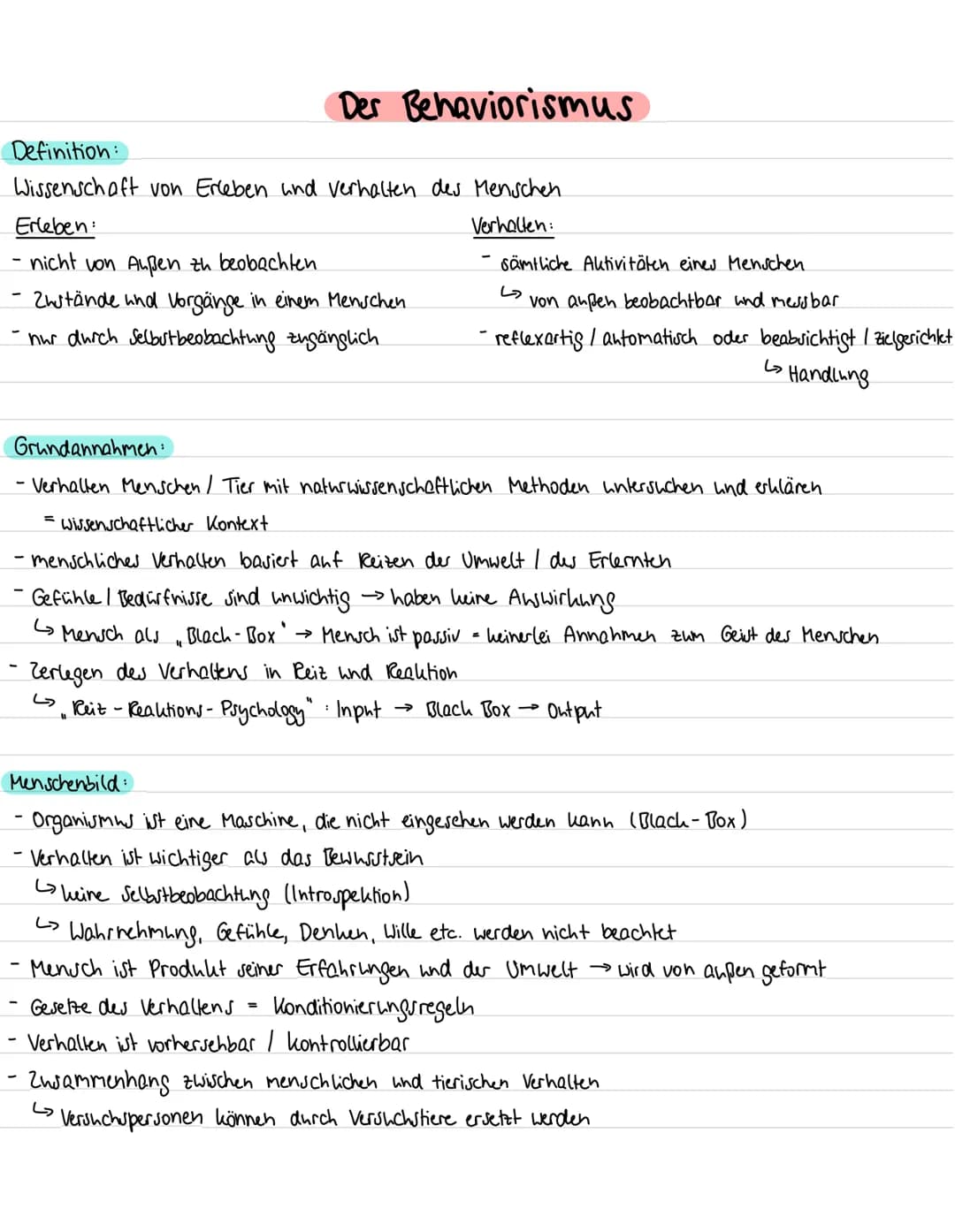  Definition:
Wissenschaft von Erleben und Verhalten des Menschen
Verhalten:
Erleben:
nicht von Außen zu beobachten.
Zustände und Vorgänge in