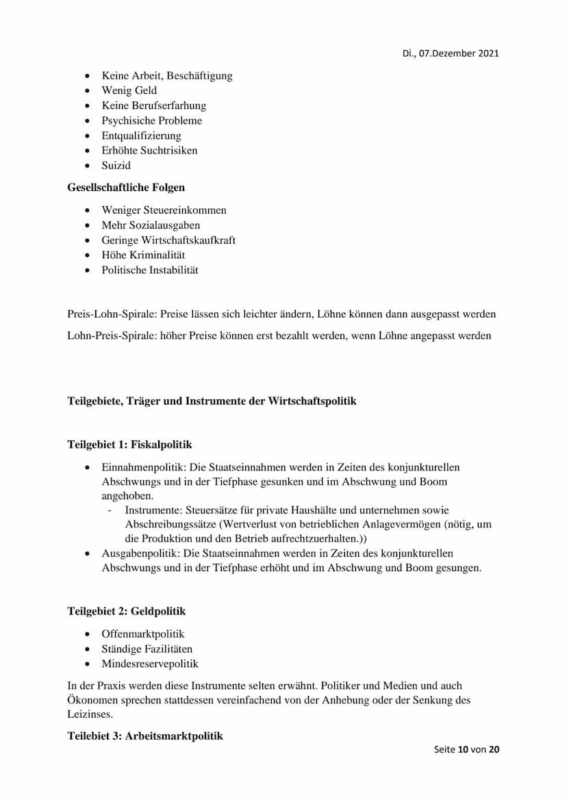Grundlagen der Wirtschaftspolitik
Wirtschaftspolitische Problemfelder
Problemfeld Nr. 1: Konjunkturschwankungen
Unter Konjunkturschwankungen