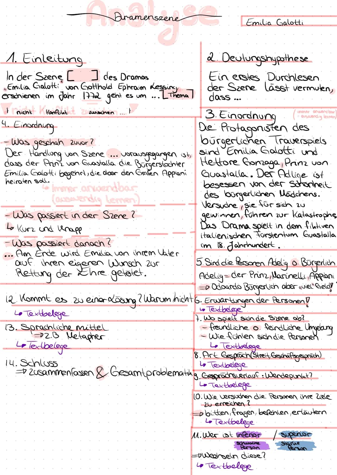Dramenszene
1. Einleitung
In der Szene [
des Dramas
Emilia Galotti von Gotthold Ephraim Lessing
erschienen im Jahr 1772 geht
• Thema T
es um