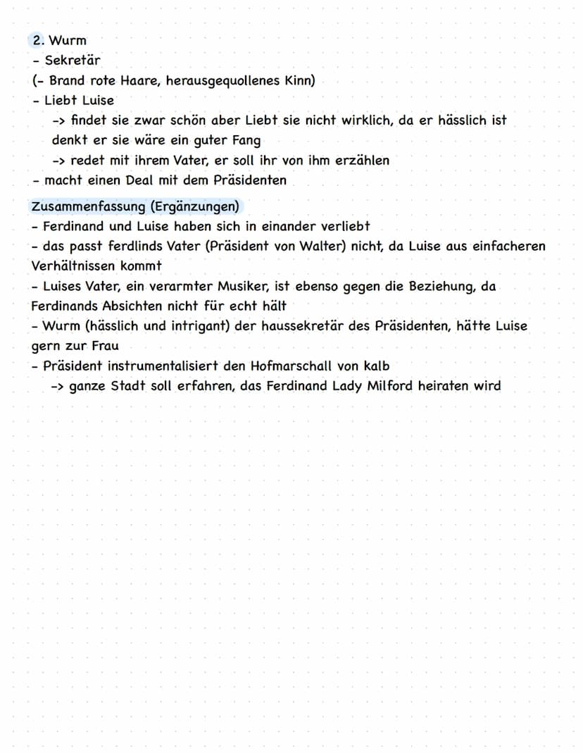 Kapalle and liebe
Aufgabe
Lesen und analysieren (Personen, Ort, Inhalt) sie die Szene
1. wie sehen Luises und Ferdinand die Aussichten für i