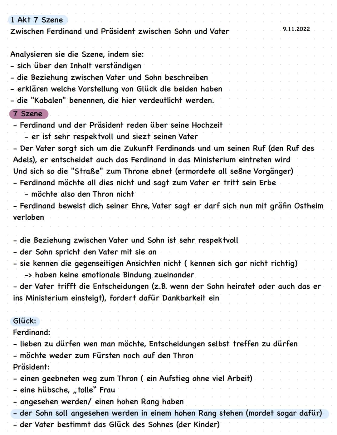 Kapalle and liebe
Aufgabe
Lesen und analysieren (Personen, Ort, Inhalt) sie die Szene
1. wie sehen Luises und Ferdinand die Aussichten für i