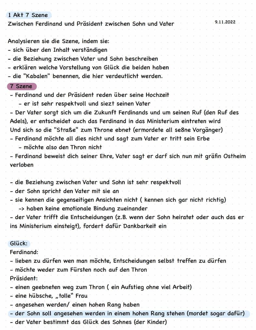 Kapalle and liebe
Aufgabe
Lesen und analysieren (Personen, Ort, Inhalt) sie die Szene
1. wie sehen Luises und Ferdinand die Aussichten für i