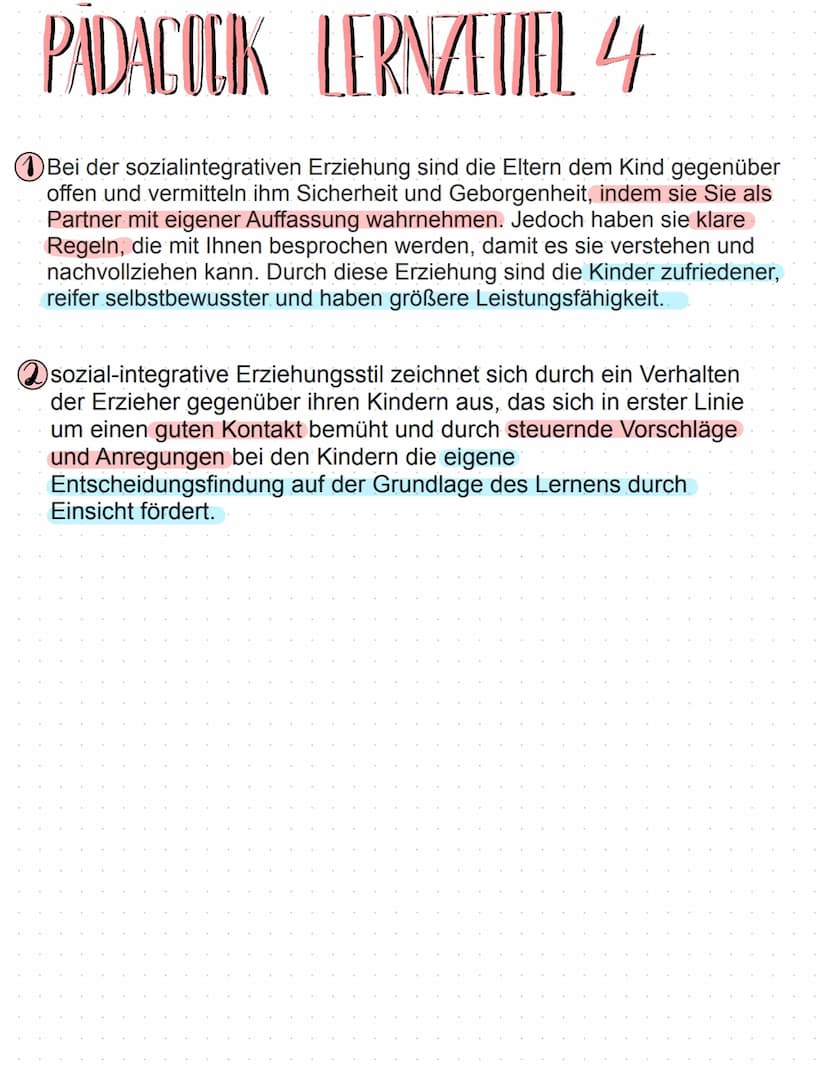 PADACOLIK LERNZETTEL 1
Der autoritäre Erziehungsstil wird dadurch charakterisiert, dass der Erzieher das Sagen hat. Er erteilt Befehle
und ü