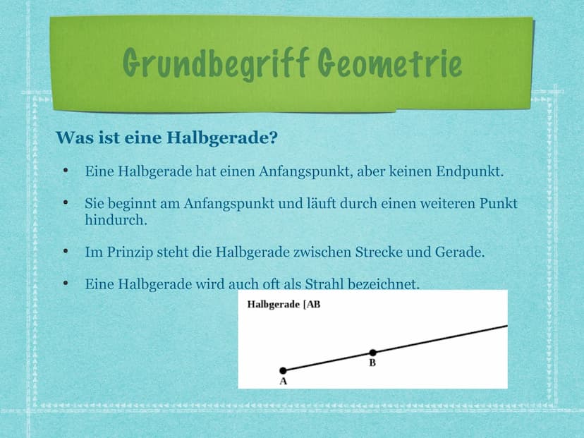 Grundbegriffe:
Was ist eine Strecke?
●
Eine Strecke ist die kürzeste Verbindung zwischen zwei Punkten.
Man bezeichnet dabei einen der beiden