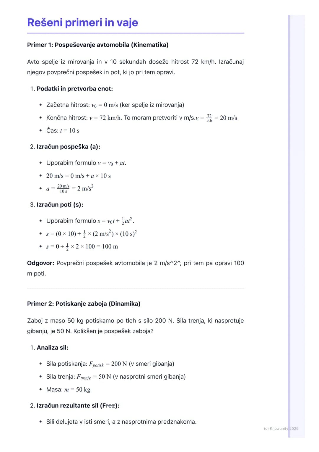 # Osnove kinematike in
dinamike

Uvod v kinematiko in dinamiko

Kinematika in dinamika sta osnovni veji mehanike. Kinematika se ukvarja z
op