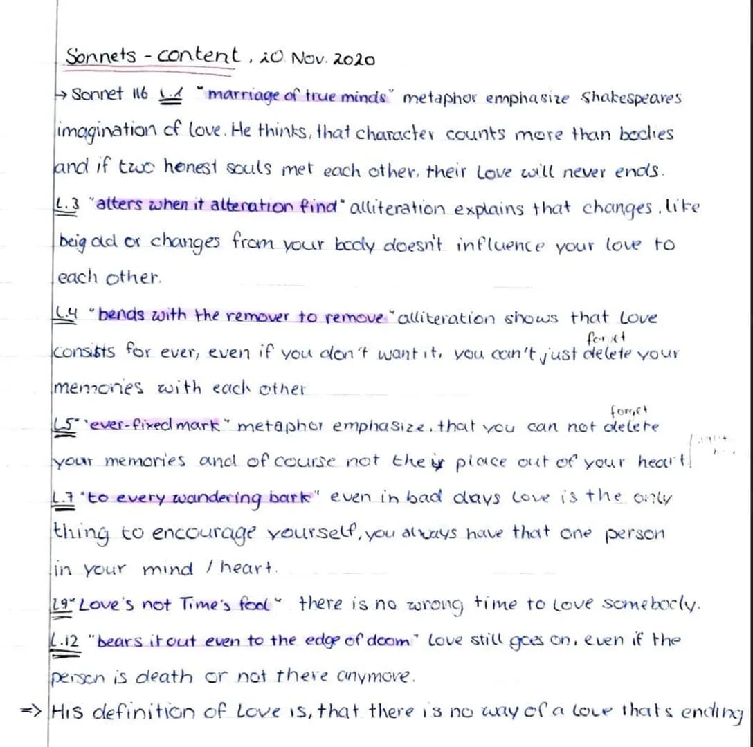 Analysing a sonnet
Mittwoch, 25. November 2020
11:49
1. Summarize the contents of the sonnet.
2. Analyse the structure of the sonnet. How do