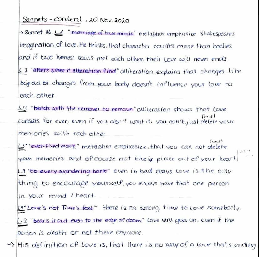 Analysing a sonnet
Mittwoch, 25. November 2020
11:49
1. Summarize the contents of the sonnet.
2. Analyse the structure of the sonnet. How do