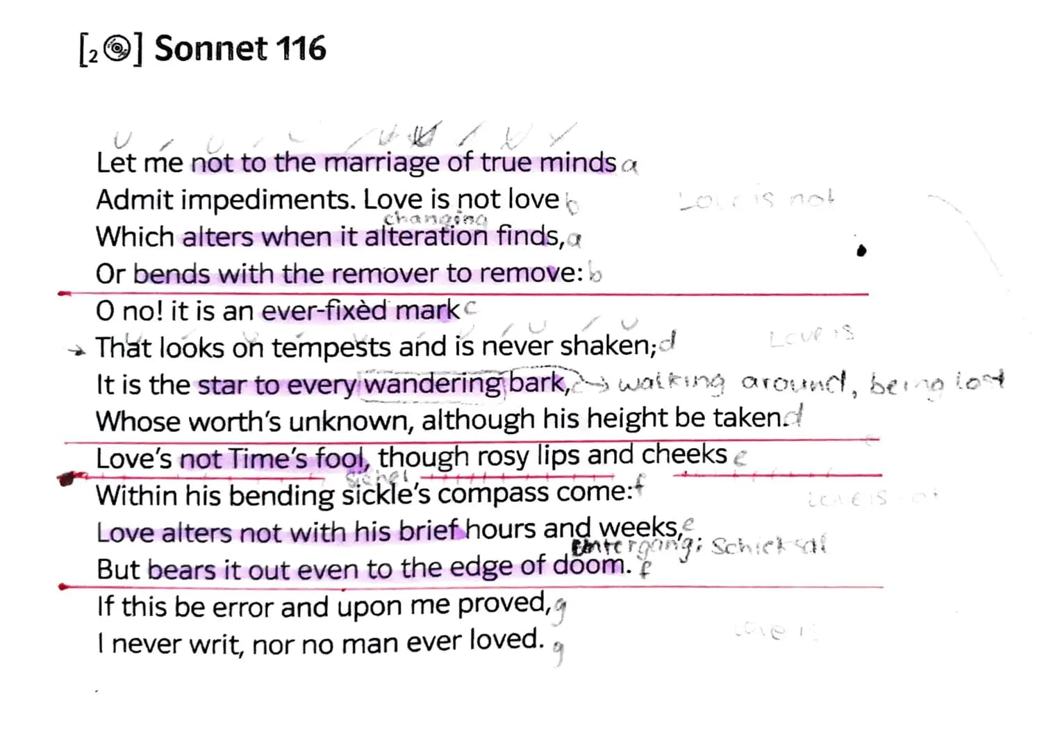 Analysing a sonnet
Mittwoch, 25. November 2020
11:49
1. Summarize the contents of the sonnet.
2. Analyse the structure of the sonnet. How do
