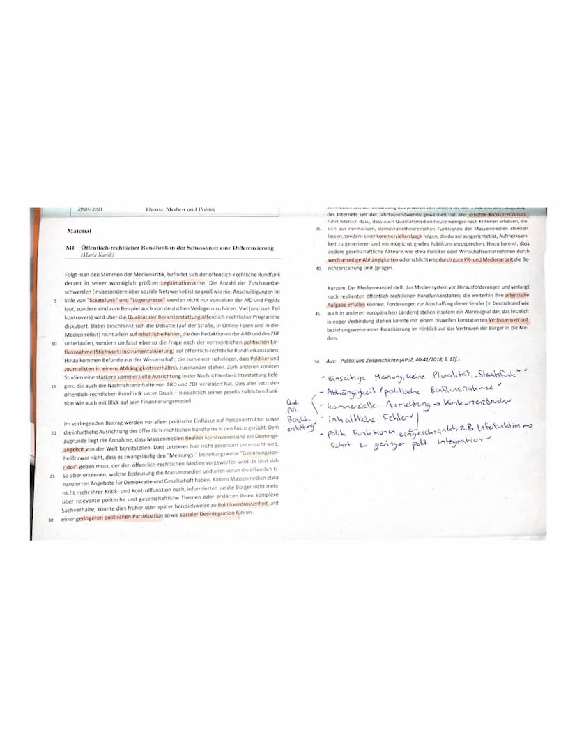 Schuljahr
2020/2021
1.
2.1.
2
Aufgaben:
Sie haben zwei wesentliche Rahmenbedingungen der Presselandschaft
in Deutschland kennengelernt.
Nenn