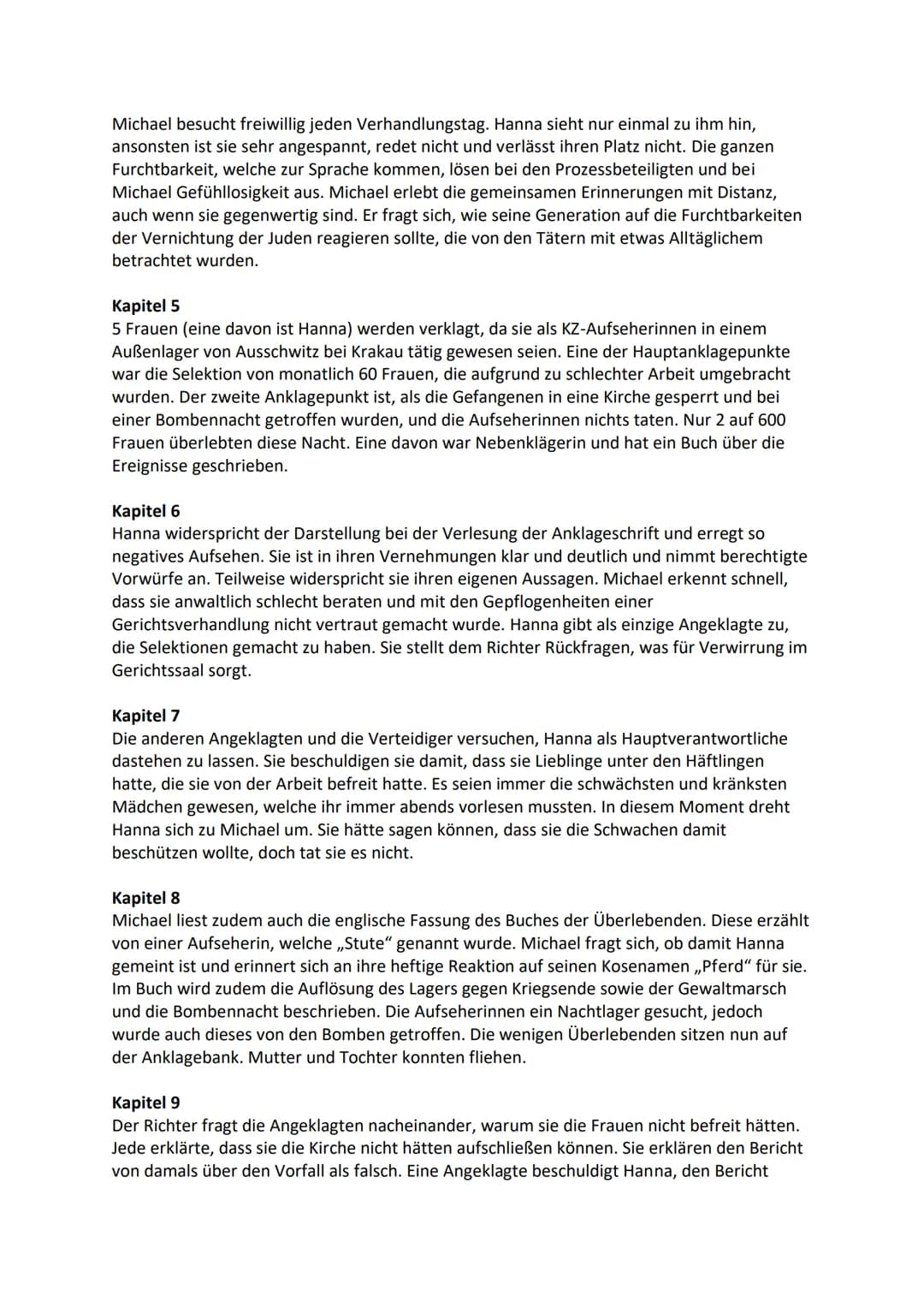 DER VORLESER
Es geht um die Liebe zwischen dem 15-jährigen Schüler Michael Berg und der 21 Jahre
älteren Hanna Schmitz. Hanna lehrt ihm die 