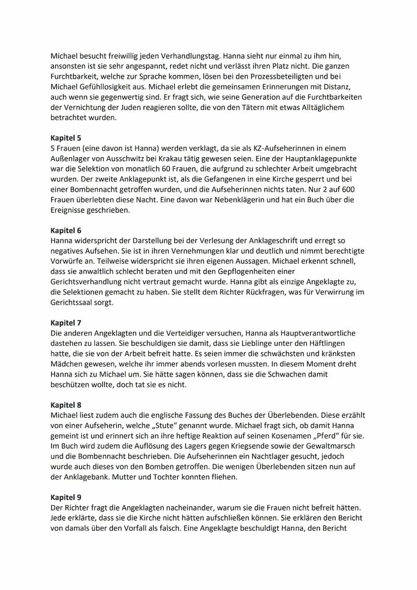 DER VORLESER
Es geht um die Liebe zwischen dem 15-jährigen Schüler Michael Berg und der 21 Jahre
älteren Hanna Schmitz. Hanna lehrt ihm die 