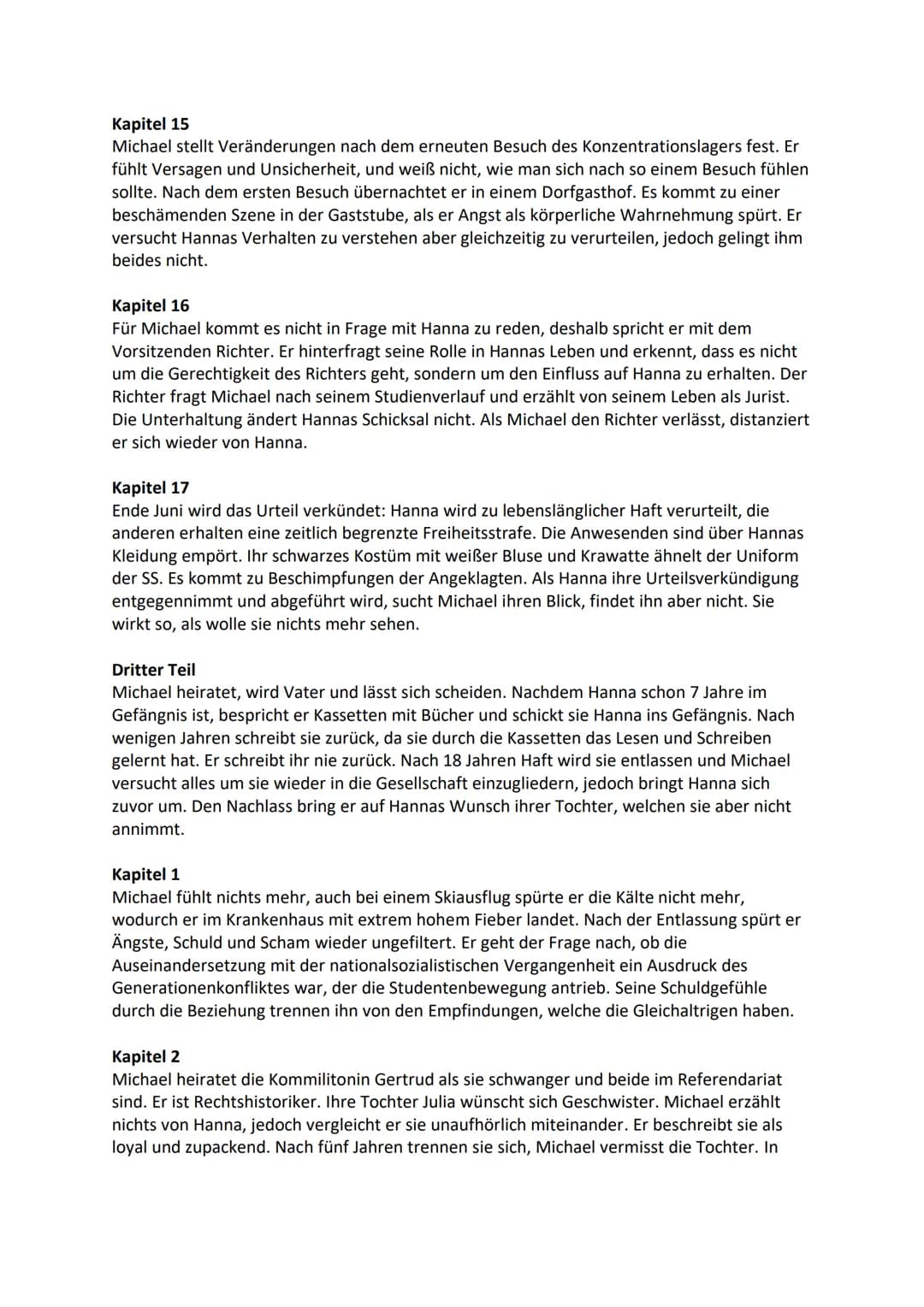 DER VORLESER
Es geht um die Liebe zwischen dem 15-jährigen Schüler Michael Berg und der 21 Jahre
älteren Hanna Schmitz. Hanna lehrt ihm die 