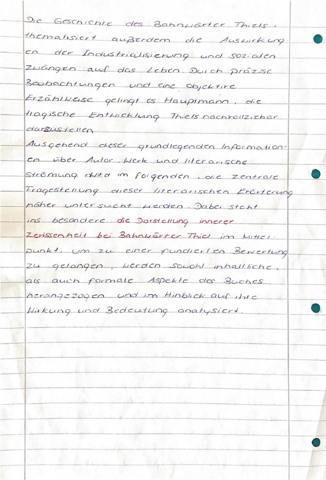 # BAHNWÄRTER THIEL

Einleitung literarische Erörterung zu
Gerhart Hauptmann Bahnwärter Thiel

Gerhart Hauptmann geboren am
15. November 1862