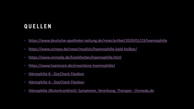 09
99
HÄMOPHILIE
FO
0.0
0
a
0 INHALT:
Was ist Hämophilie ?
Symptome
Formen der Hämophilie
Vererbung der Bluterkrankheit
Behandlung
Quellen W
