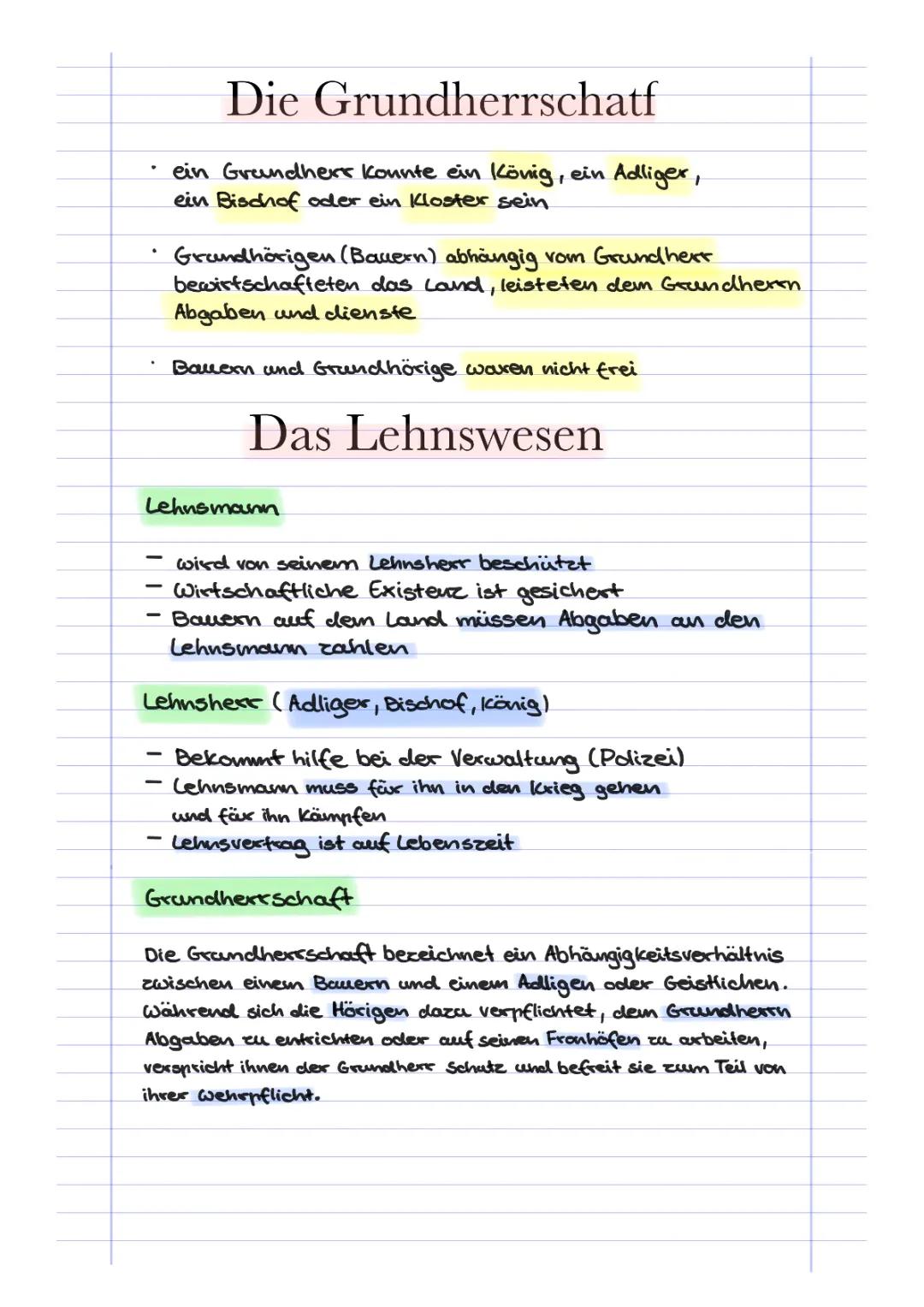 Grundherrschaft und Lehnswesen im Mittelalter - Für Kinder erklärt (Klasse 7)