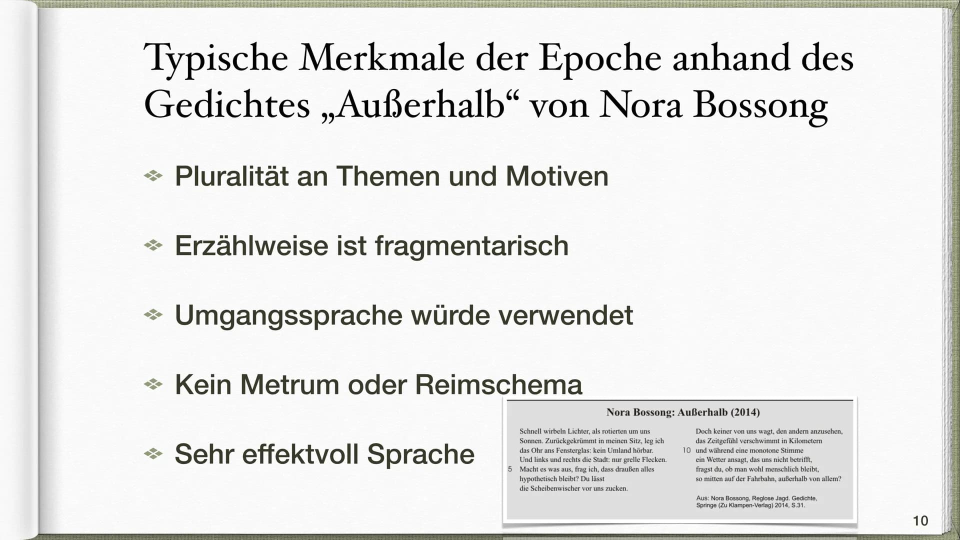 Epoche Postmoderne /
:
Gegenwartsliteratur
Victoria & Natalia Q2 INHALTSVERZEICHNIS
●
Was bedeutet Postmoderne / Gegenwartsliteratur?
Sozial