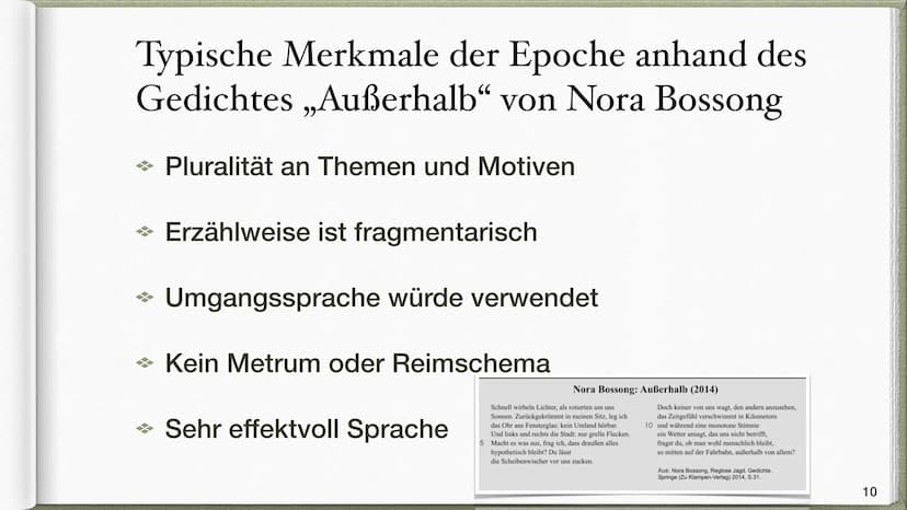 Epoche Postmoderne /
:
Gegenwartsliteratur
Victoria & Natalia Q2 INHALTSVERZEICHNIS
●
Was bedeutet Postmoderne / Gegenwartsliteratur?
Sozial