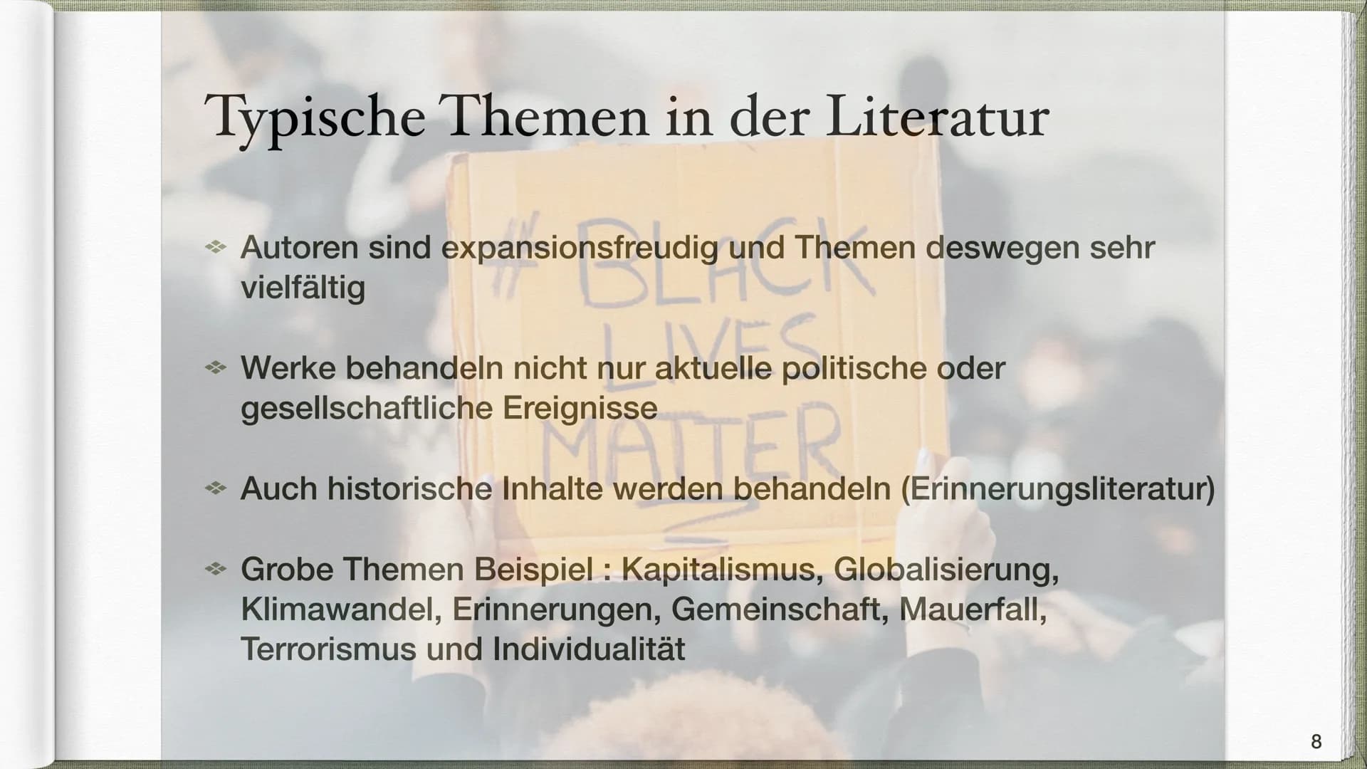 Epoche Postmoderne /
:
Gegenwartsliteratur
Victoria & Natalia Q2 INHALTSVERZEICHNIS
●
Was bedeutet Postmoderne / Gegenwartsliteratur?
Sozial