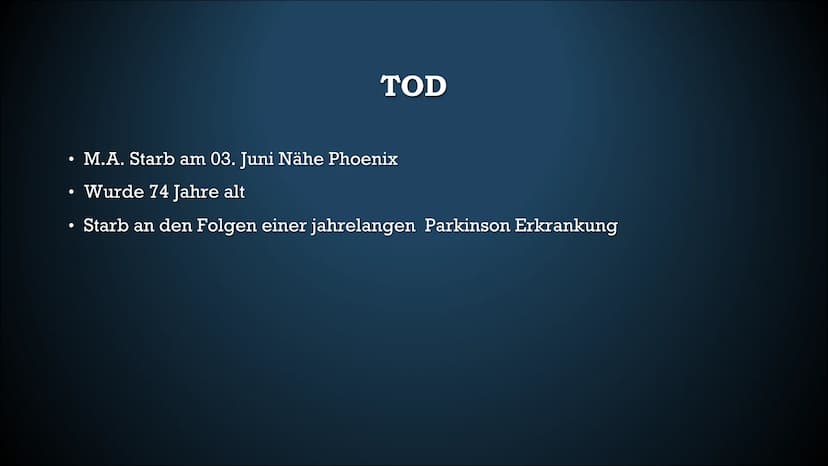 MUHAMMAD ALI ●
●
STECKBRIEF
US - Amerikanischer Box - Weltmeister.
• Begann das Boxtraining mit 12 Jahren.
Hatte einen Bruder Rahman Ali.
Wu