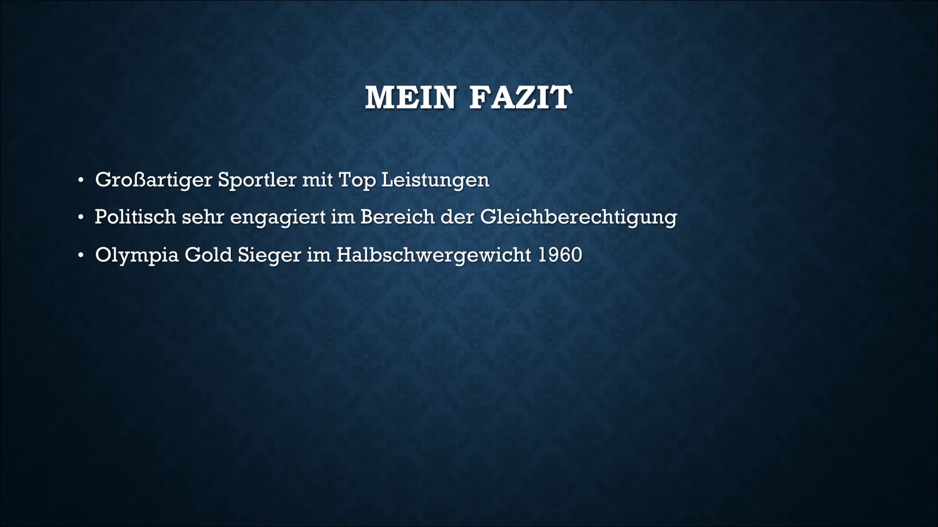 MUHAMMAD ALI ●
●
STECKBRIEF
US - Amerikanischer Box - Weltmeister.
• Begann das Boxtraining mit 12 Jahren.
Hatte einen Bruder Rahman Ali.
Wu