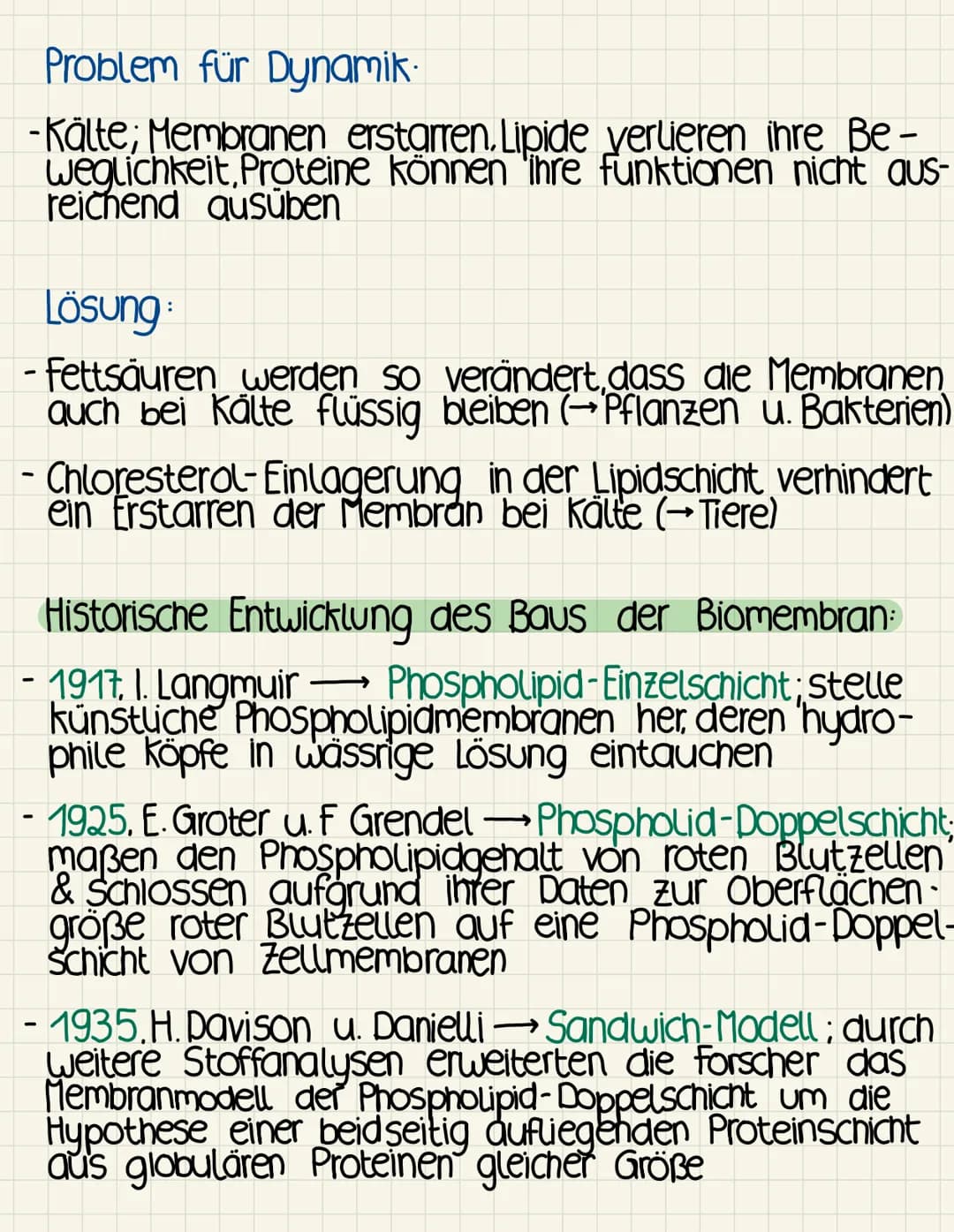 Biomembran
Hauptfunktionen
-Abgrenzung der Zelle von ihrer Umgebung sowie
Abgrenzung von Reaktionsräumen (kompartimentie-
rung) innerhalb de