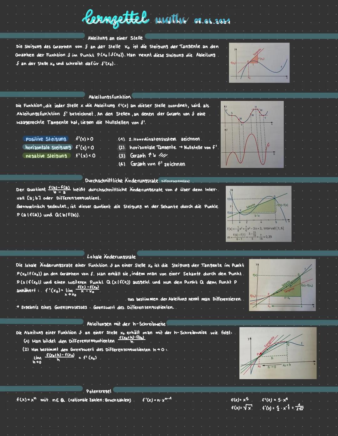 bernzettel withe 08.06.2004
Ableitung an einer Stelle
Die Steigung des Graphen von ♬ an der Stelle xo ist die Steigung der Tangente an den
G