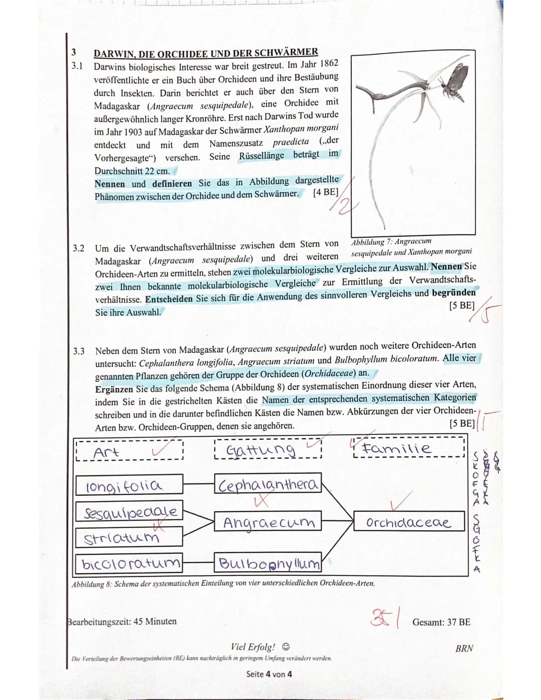 Name:
1.2
Schulaufgabe aus der Biologie (ABA (12/1)
am 17.11.2023
Achten Sie auf eine saubere, äußere Form und die korrekte Verwendung der F