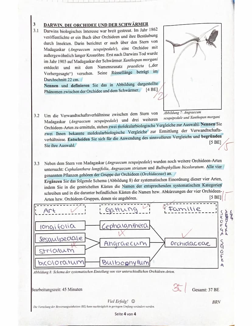 Name:
1.2
Schulaufgabe aus der Biologie (ABA (12/1)
am 17.11.2023
Achten Sie auf eine saubere, äußere Form und die korrekte Verwendung der F
