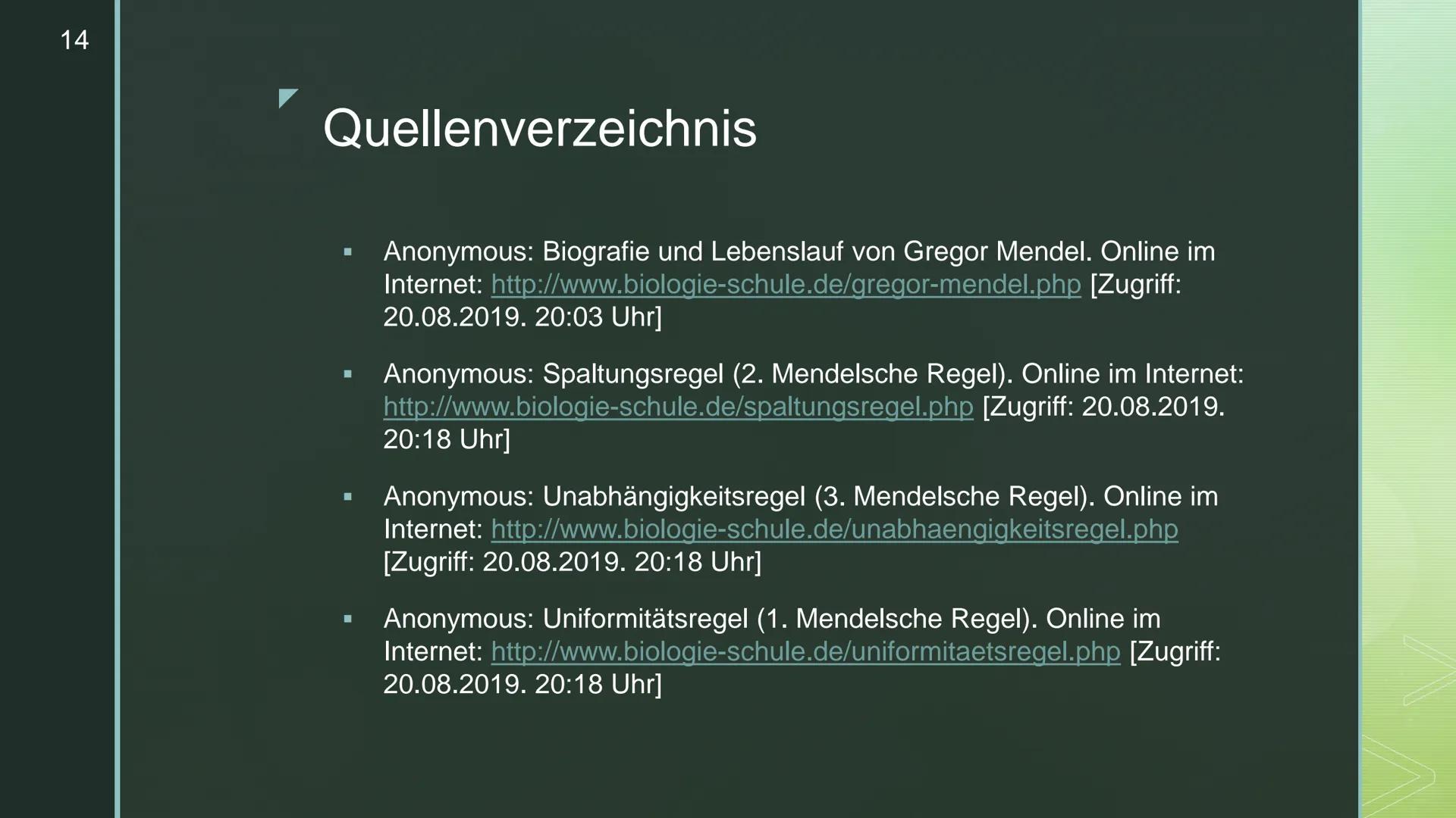 Vererbung - Die
Mendelschen Regeln
Genetik
Schunk, Nele, Q1c 2
Inhaltsverzeichnis
▪ Wer war Gregor Mendel?
Begriffserklärungen
▪ Die drei Me