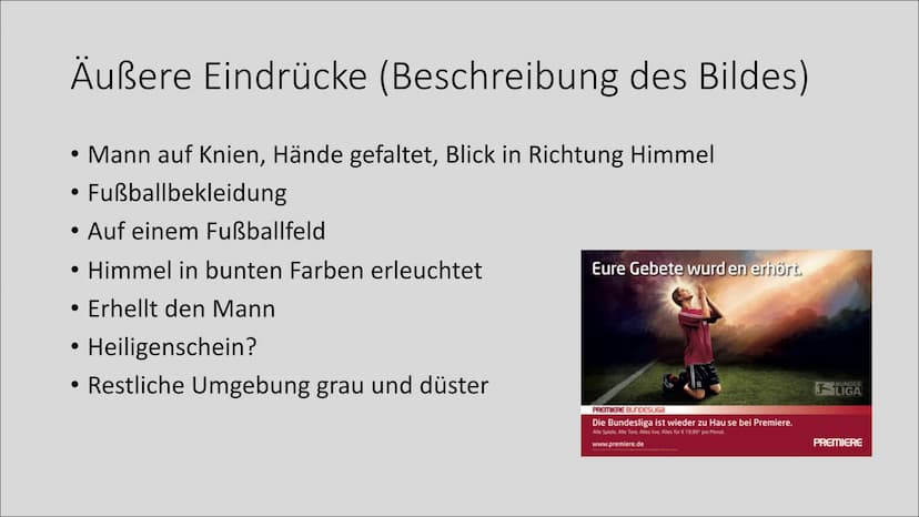 Werbung mit religiösem
Hintergrund Eure Gebete wurd en erhört.
PREMIERE BUNDESLIGA
Die Bundesliga ist wieder zu Hause bei Premiere.
Alle Spi