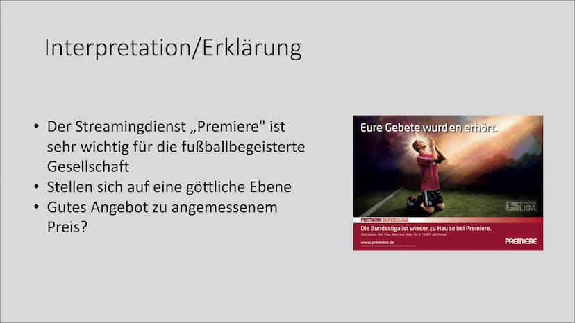Werbung mit religiösem
Hintergrund Eure Gebete wurd en erhört.
PREMIERE BUNDESLIGA
Die Bundesliga ist wieder zu Hause bei Premiere.
Alle Spi