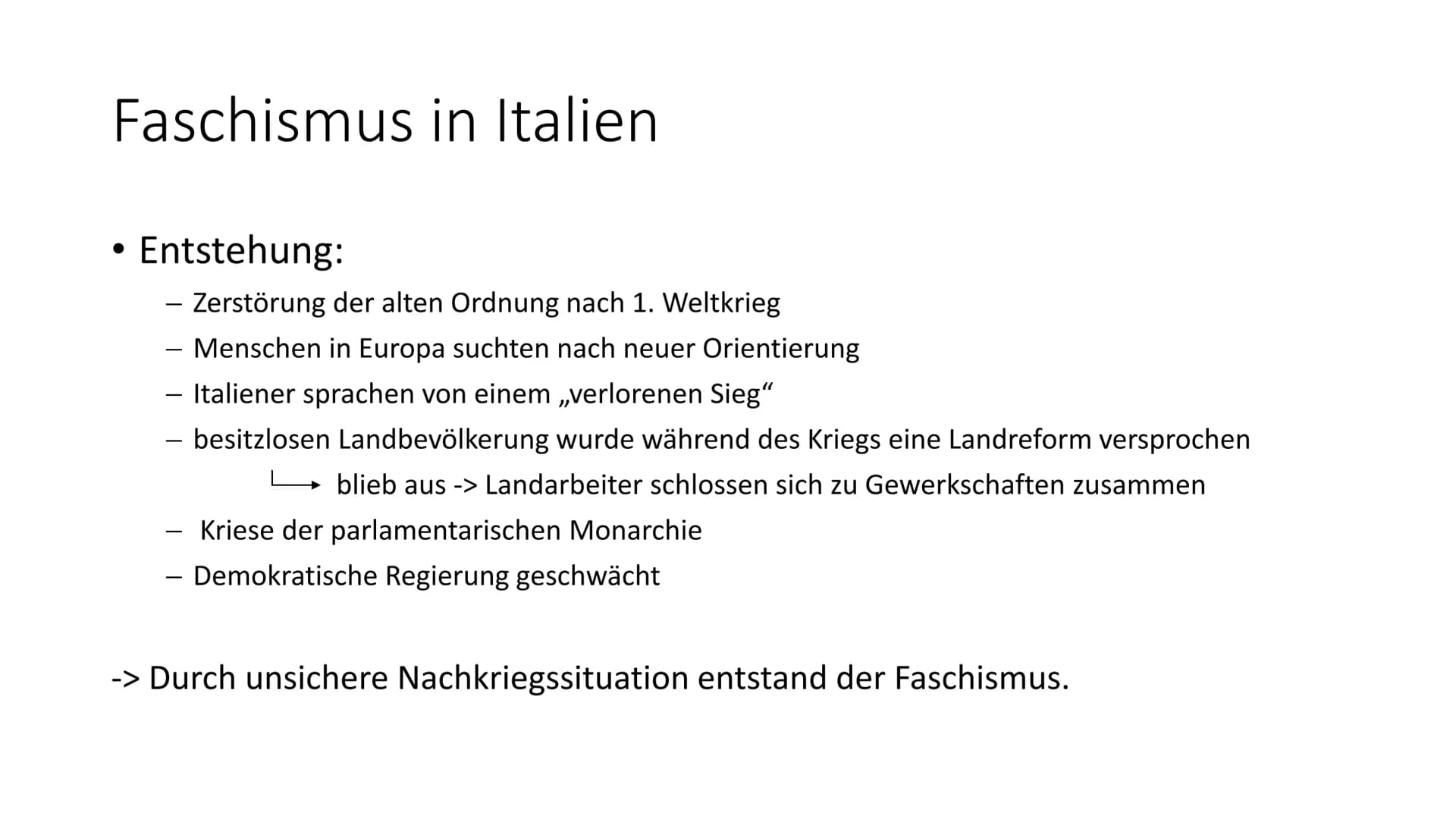 Faschismus
(von italienisch fascio ,,Bund") Gliederung
●
Definition
Faschismus in Italien
- Entstehung
Benito Mussolini
●
Biographie
- Parte