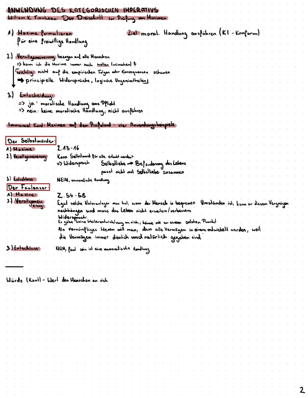 DER KATEGORISCHE IMPERATIV
Immanuel Kant. Das moralische Geselz
A: A INHALT DES MORALISCHEN GESETZES
Ich soll niemals anders verfahren, als 