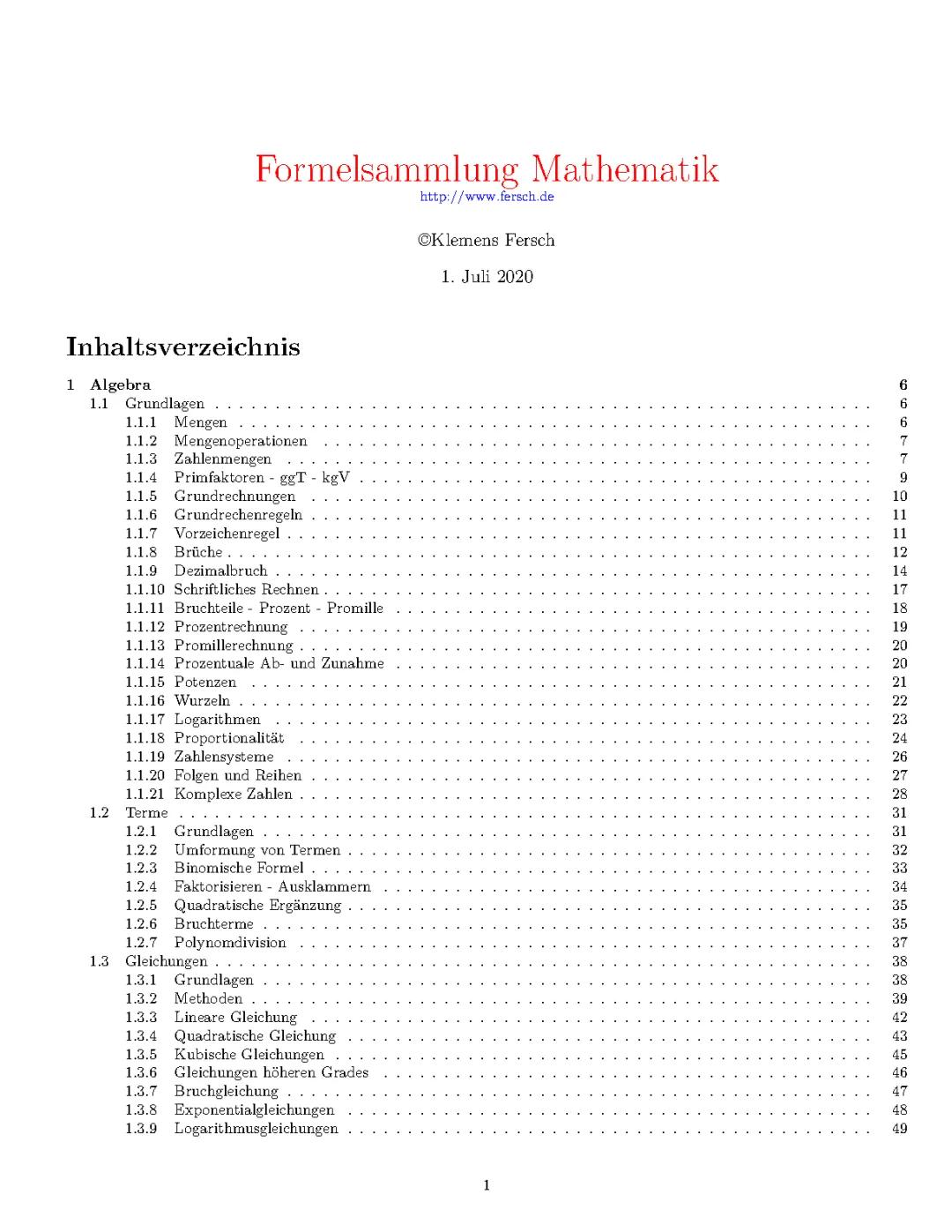 Die beste Mathe Formelsammlung PDF: Oberstufe, Realschule & Gymnasium